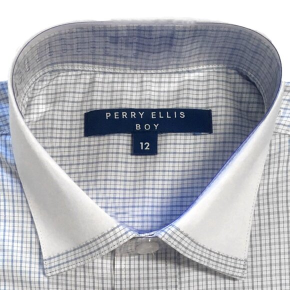 Poshers Exclusive! Boys Perry Ellis Dress Shirt w/ Tie Slim Fit, Blue - Picture 2 of 4